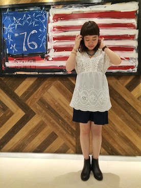 「ダニエルウェリントン」｜「アイテム（レインシューズ）」を使った、Haruka Otsujiさん（レディース・152cm）の夏コーディネート
