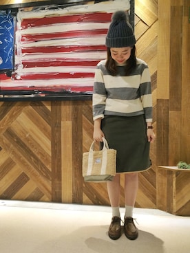 「パラブーツ」｜「アイテム（ニットキャップ/ビーニー）」を使った、Haruka Otsujiさん（レディース・152cm）の秋コーディネート