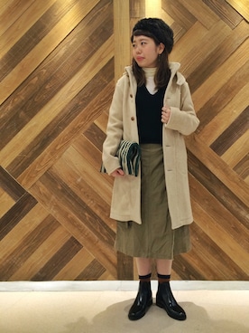 「DANTON（ダントン）のアイテム（ダッフルコート）」を使った、Haruka Otsujiさん（レディース・152cm）の秋コーディネート