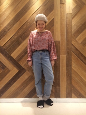 Haruka Otsujiさんの「ファーサンダル」を使ったコーディネート