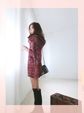 「red」｜「アイテム（チュニック）」を使った、朱奈奈chunanaさん（レディース・160cm）の秋コーディネート