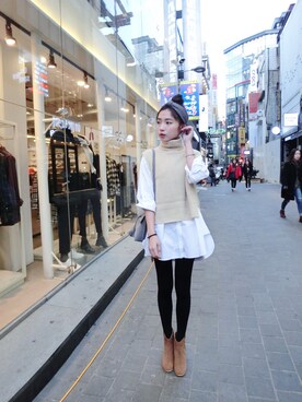 「model」｜朱奈奈chunanaさん（レディース・160cm）の冬コーディネート