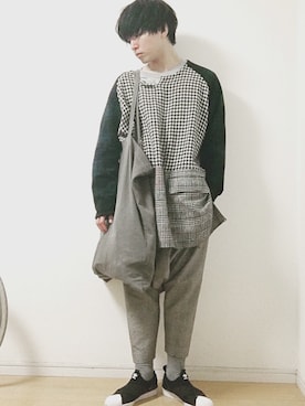 「DRKSHDW by RICK OWENS（ダークシャドウ バイ リックオウエンス）のアイテム（トートバッグ）」を使った、ジジさん（メンズ・168cm）の秋コーディネート