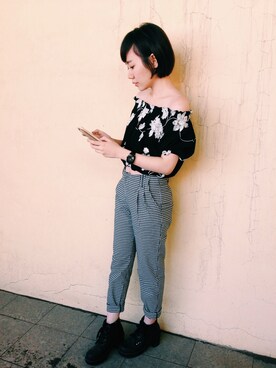 「STARMIMI（スターミミ）のアイテム（その他トップス、ブラック系）」を使った、趙珮さん（レディース・157cm）の冬コーディネート