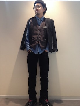 「アイテム（ハンチング/ベレー帽）」を使った、HIRO@美容師さん（メンズ・170cm・20代）の冬コーディネート