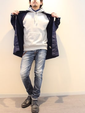 「アイテム（トレンチコート）」を使った、HIRO@美容師さん（メンズ・170cm・20代）の冬コーディネート