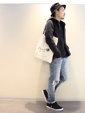 「アイテム（エコバッグ/サブバッグ）」を使った、HIRO@美容師さん（メンズ・170cm・20代）の春コーディネート