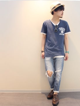 「CIAOPANIC（チャオパニック）のアイテム（帽子）」を使った、HIRO@美容師さん（メンズ・170cm）の春コーディネート