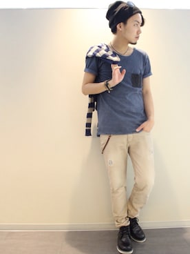 「ポケットＴシャツ」｜「アイテム（トップス）」を使った、HIRO@美容師さん（メンズ・170cm）の春コーディネート