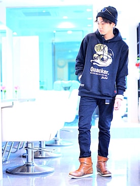 「アイテム（ニットキャップ/ビーニー）」を使った、HIRO@美容師さん（メンズ・170cm・30代）の冬コーディネート