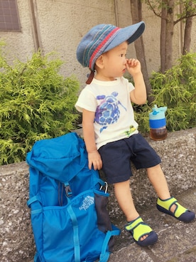 「動物モチーフ」｜「アイテム（その他シューズ）」を使った、こがめさん（キッズ・80cm）の夏コーディネート