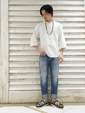 「suicoke（スイコック）のアイテム」を使った、松下 和貴さん（メンズ・177cm）の夏コーディネート