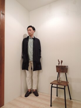 「コーディネート」｜「アイテム（ステンカラーコート）」を使った、ReTrickさん（メンズ・170cm）の冬コーディネート
