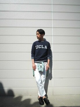 「MANEBU（マネブ）のアイテム（ブーツ）」を使った、ReTrickさん（メンズ・170cm）の春コーディネート