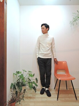 「MANEBU（マネブ）のアイテム（ブーツ）」を使った、ReTrickさん（メンズ・170cm）の秋コーディネート