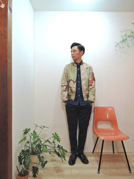 「MANEBU（マネブ）のアイテム（ブーツ）」を使った、ReTrickさん（メンズ・170cm）の秋コーディネート