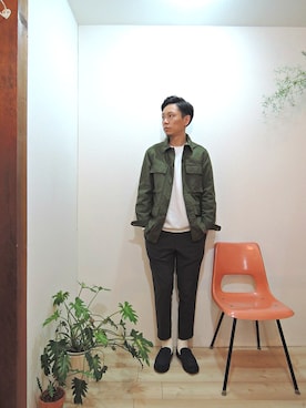 「MANEBU（マネブ）のアイテム（ブーツ）」を使った、ReTrickさん（メンズ・170cm）の秋コーディネート