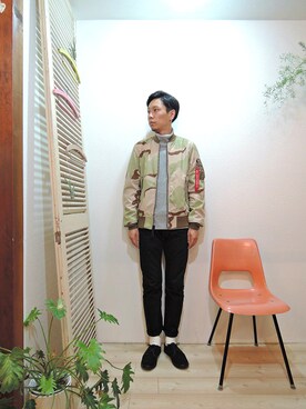 「MANEBU（マネブ）のアイテム（ブーツ）」を使った、ReTrickさん（メンズ・170cm）の秋コーディネート