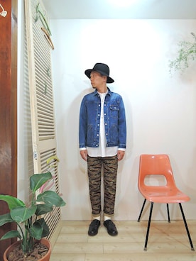 「MANEBU（マネブ）のアイテム（ブーツ）」を使った、ReTrickさん（メンズ・170cm）の秋コーディネート