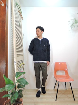 「MANEBU（マネブ）のアイテム（ブーツ）」を使った、ReTrickさん（メンズ・170cm）の秋コーディネート