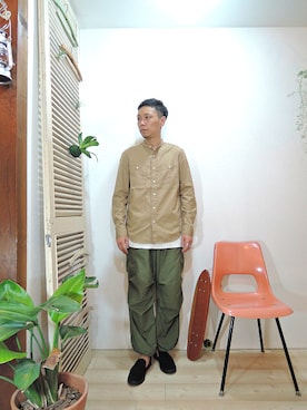 「MANEBU（マネブ）のアイテム（その他シューズ）」を使った、ReTrickさん（メンズ・170cm）の夏コーディネート