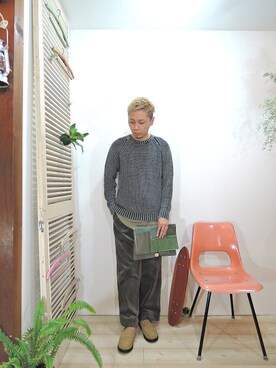 「MANEBU（マネブ）のアイテム（その他シューズ）」を使った、ReTrickさん（メンズ・170cm）の秋コーディネート