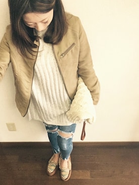「BACK NUMBER（バックナンバー）のアイテム（ノーカラージャケット）」を使った、★misaking★さん（レディース・156cm）の秋コーディネート