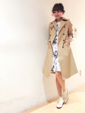 「ROPE' PICNIC（ロペピクニック）の【WEB限定42サイズ】ギャバロングトレンチコート（トレンチコート、ベージュ系）」を使った、majicoさん（レディース・160cm）の冬コーディネート