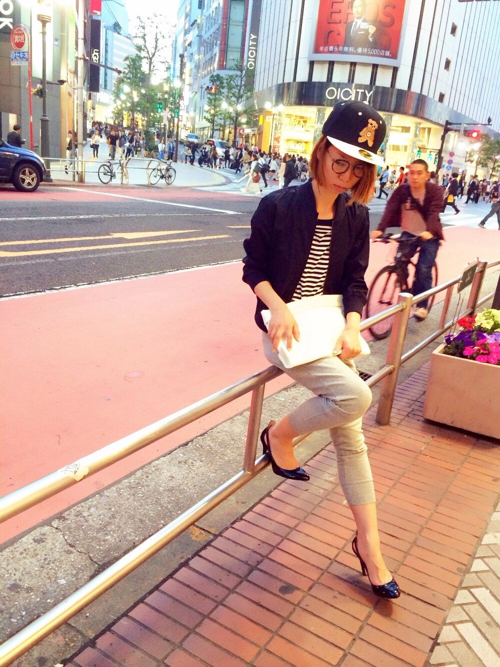 「スウェット(パンツ・スカート 素材)、ZARA、JOY RICH 」｜「JOYRICHのMC Bear Snap Back（キャップ、ブラック系）」を使った、hiromiy°3さん（レディース・158cm）の春コーディネートの1枚目の写真
