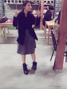 「アイテム（チェスターコート）」を使った、肯迪絲Candiceさん（メンズ・160cm）の冬コーディネート