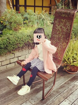 「MARKEY'S（マーキーズ）のＳＷプルオーバーパーカー (80～120cm)（パーカー、ベージュ系）」を使った、米さん（キッズ）の冬コーディネート