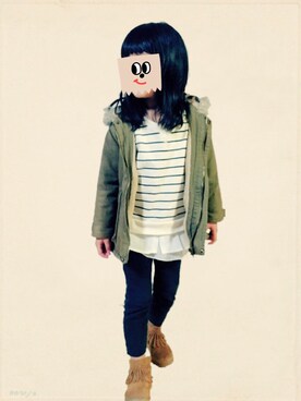 「スキップランド（スキップランド）のアイテム（ジャケット/アウター）」を使った、米さん（キッズ・100cm）の冬コーディネート