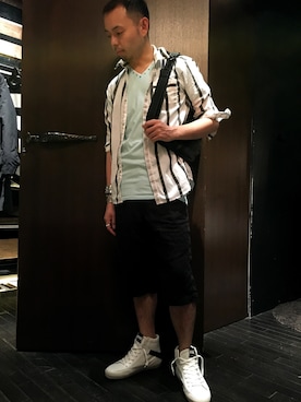 「ISAMU KATAYAMA BACKLASH（イサムカタヤマバックラッシュ）のアイテム（バッグ）」を使った、Koutaro Makitaさん（メンズ・168cm）の夏コーディネート