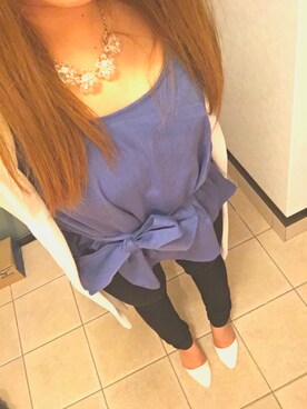 rienda（リエンダ）の「サッシュリボンペプラムトップス②