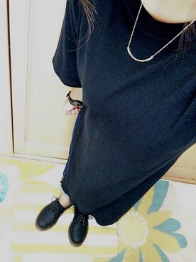「GU（ジーユー）のアイテム（トップス、ブラック系）」を使った、まさん（レディース・153cm）の秋コーディネート