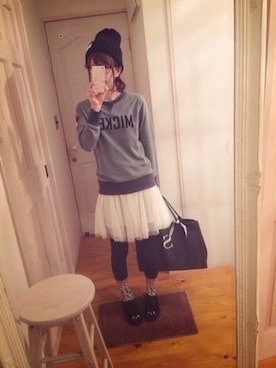 「ネコ」｜「アイテム（モカシン/デッキシューズ）」を使った、suzuさん（レディース・159cm）の秋コーディネート