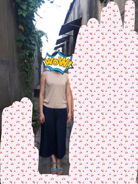 「UNIQLO（ユニクロ）のアイテム（トップス、ベージュ系）」を使った、Tianさん（レディース・164cm）の夏コーディネート