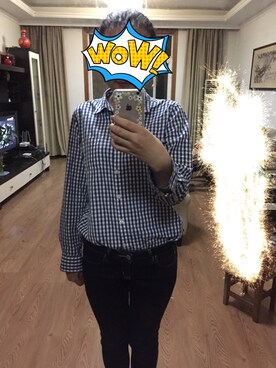 「MUJI Labo（ムジラボ）のアイテム（シャツ/ブラウス、ブルー系）」を使った、Tianさん（レディース・164cm）の秋コーディネート