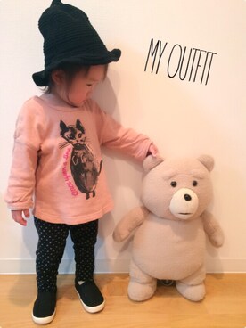「FITH（フィス）のアイテム（スウェット）」を使った、azuuさん（キッズ・80cm）の春コーディネート