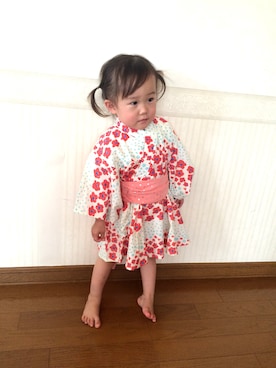 「ツインテール」｜「アイテム（浴衣）」を使った、azuuさん（キッズ・90cm）の夏コーディネート