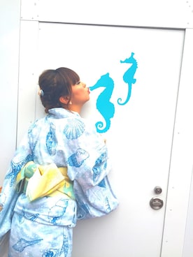 「海」｜「アイテム（浴衣）」を使った、a☺︎iさん（レディース・158cm）の夏コーディネート