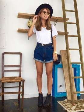 「アイテム（ブーティ）」を使った、あ や の り ♡さん（レディース・158cm・20代）の夏コーディネート
