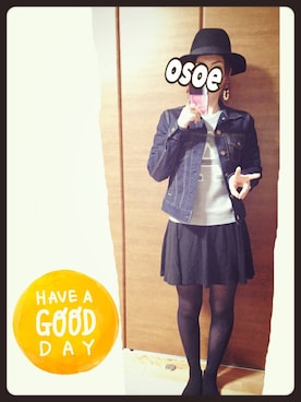 「ロゴニット」｜「アイテム（チェスターコート）」を使った、オソエ～☆彡さん（レディース・154cm）の春コーディネート