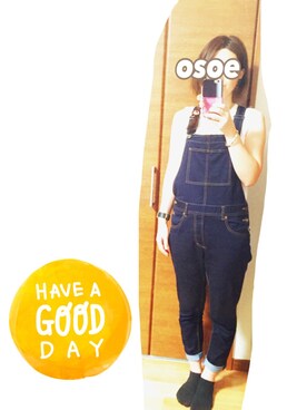 「ノースリーブニット」｜「アイテム（オールインワン・サロペット）」を使った、オソエ～☆彡さん（レディース・154cm）の夏コーディネート