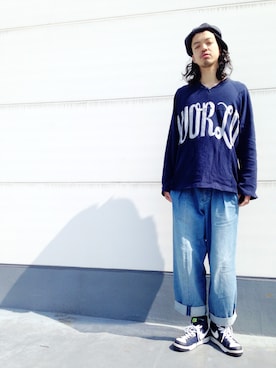 「アイテム（キャスケット）」を使った、トヲルさん（メンズ・180cm）の春コーディネート