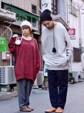 「my beautiful landlet（マイビューティフルランドレット）のアイテム（スウェット）」を使った、トヲルさん（メンズ・180cm）の秋コーディネート
