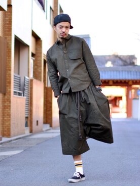 「Yohji Yamamoto（ヨウジヤマモト）のアイテム（帽子）」を使った、トヲルさん（メンズ・180cm）の冬コーディネート