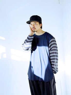 「Yohji Yamamoto（ヨウジヤマモト）のアイテム（帽子）」を使った、トヲルさん（メンズ・180cm）の春コーディネート