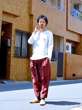 「YANTOR（ヤントル）のアイテム（パンツ）」を使った、トヲルさん（メンズ・180cm）の夏コーディネート