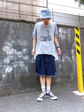 「MONKEY TIME（モンキータイム）のアイテム（帽子）」を使った、トヲルさん（メンズ・180cm）の夏コーディネート